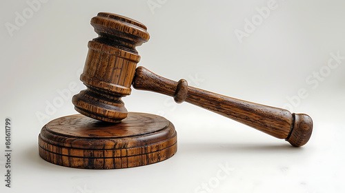 Wooden Gavel on a white simple background. 