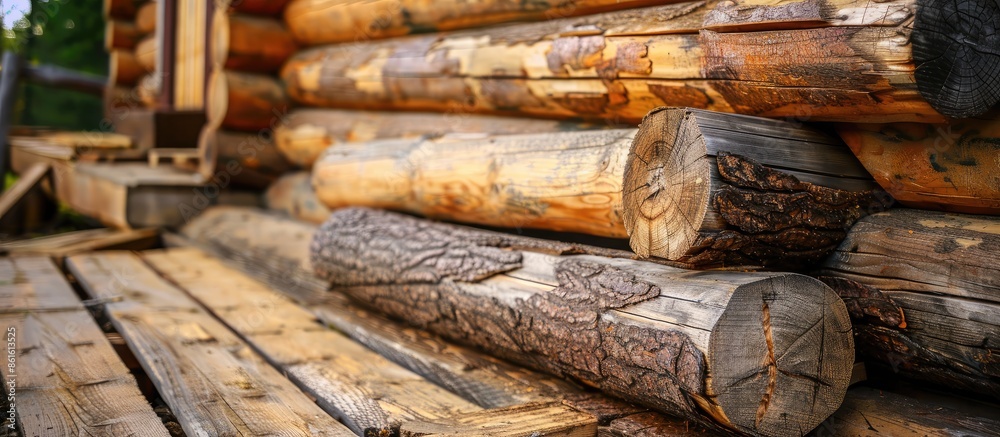 building a house from wooden logs. with copy space image. Place for adding text or design building a house from wooden logs. with copy space image. Place for adding text or design