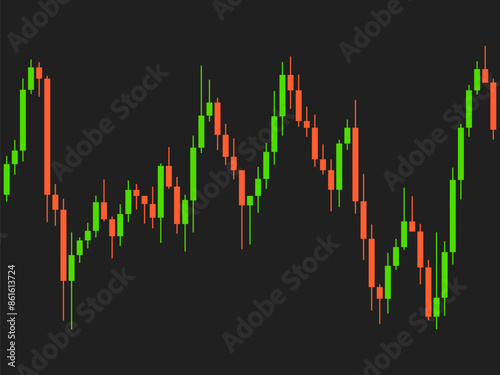 Candlestick chart of trading on the stock exchange. Trading cryptocurrency, stocks and bonds. Candlestick patterns in cryptocurrency trading. Design for banners and posters. Vector illustration