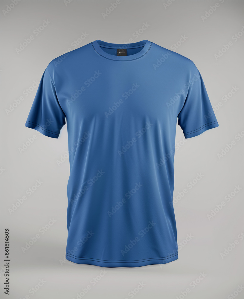 A light blue color solid T-shirt isolated on white background. A light blue color solid T-shirt isolated on white background.