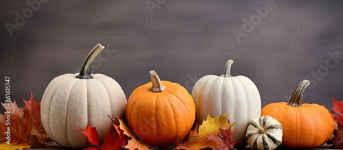 Gray background with autumn...