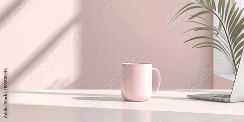 Wallpaper Mural Coffee cup on desk next to laptop computer Torontodigital.ca