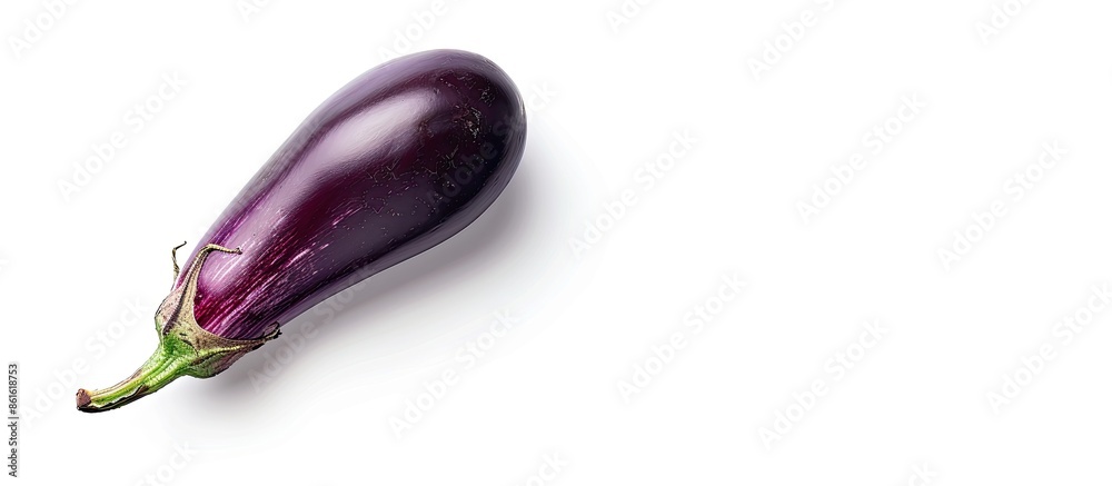 Isolated eggplant on white backdrop with copy space image. Perfect for culinary designs. Isolated eggplant on white backdrop with copy space image. Perfect for culinary designs.