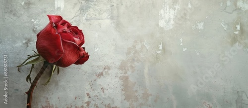 A single red rose blooming ...
