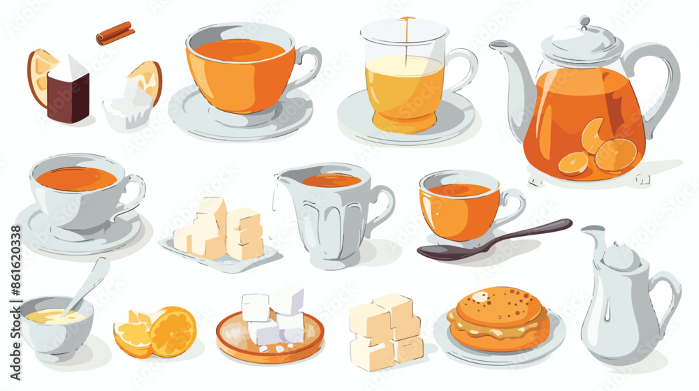 Tea Drinking Concept with Cup of Tea Sugar Cubes