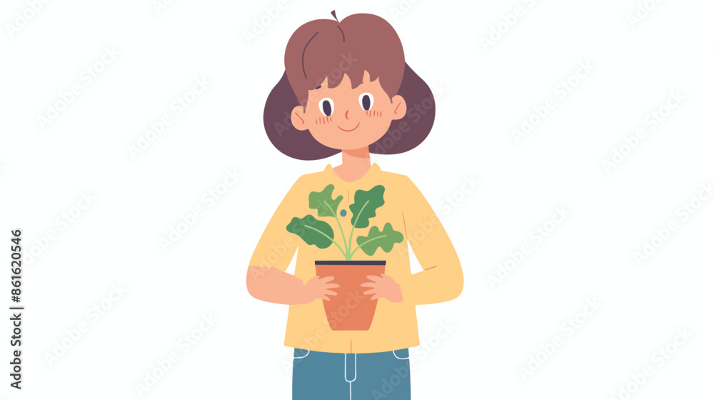 Tender Moment Captured A Child Holding A Houseplant Tender Moment Captured A Child Holding A Houseplant