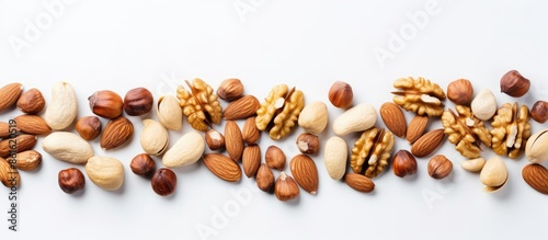 Top view of assorted nuts s...