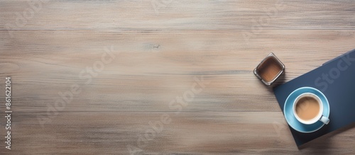 Top view of office table wi...