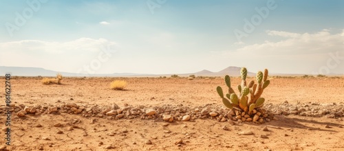 Cactus on arid terrain with...