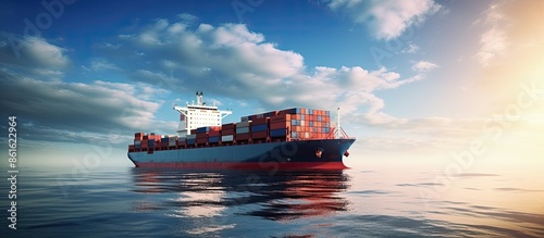 Aerial view of a cargo ship...