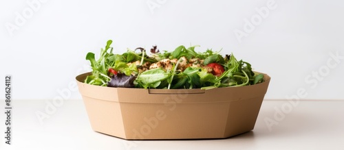 A fresh green salad in a ca...