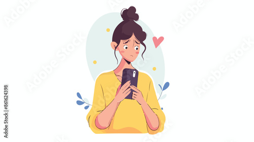Stay Online Landing Page Template. Young Woman 