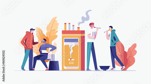 Smokers in Smoking Area Landing Page Template Four .