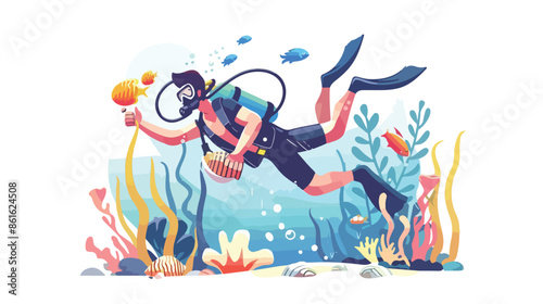 Snorkeling or Diving Landing Page Template. 