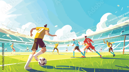 Soccer Tournament on Stadium Football Player Teams 