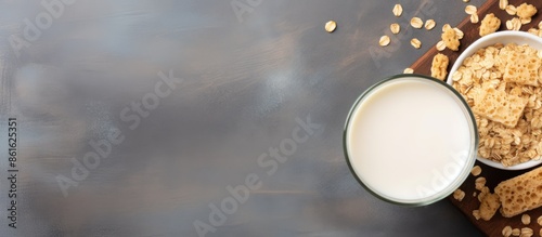 A glass of oat milk topped ...