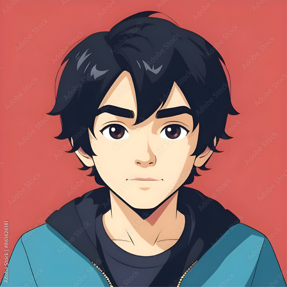 Anime Boy Portrait: A captivating portrait of a young anime boy with black hair and brown eyes, rendered in a vibrant and expressive style Anime Boy Portrait: A captivating portrait of a young anime boy with black hair and brown eyes, rendered in a vibrant and expressive style
