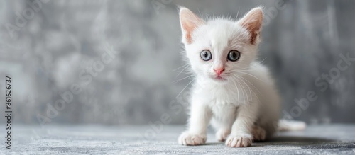 White kitten with large eye...