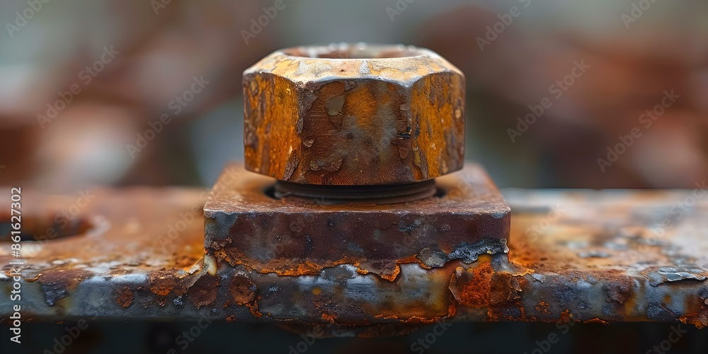 Rusty Bolt Head Up Close Still Functioning Despite Corrosion. Concept Close-up Photography, Rusty Objects, Corrosion, Industrial Aesthetics, Mechanical Details Rusty Bolt Head Up Close Still Functioning Despite Corrosion. Concept Close-up Photography, Rusty Objects, Corrosion, Industrial Aesthetics, Mechanical Details