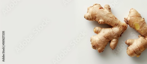 Top view of a fresh ginger ...