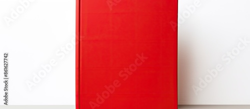 A red book displayed on a w...