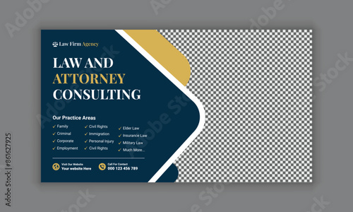 Law firm services social media post design or law consulting web banner template,  and Instagram post or square flyer template