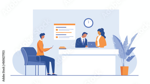 Private Banking Landing Page Template. People at Bank