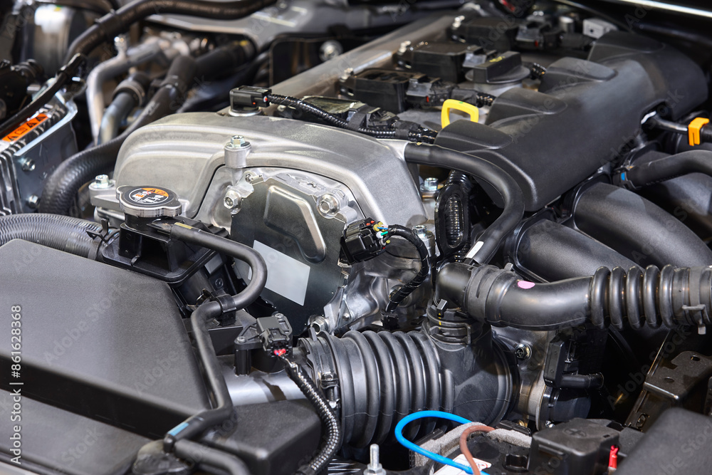 Car engine block detail. Motor industry. Automotive technology. Transportation Car engine block detail. Motor industry. Automotive technology. Transportation