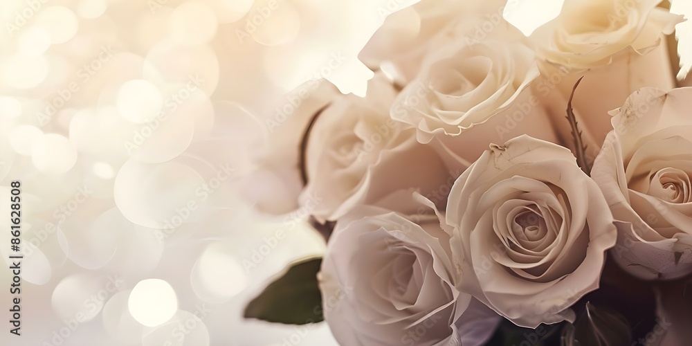 Designing a Wedding Website Header with White Rose Bouquet on Soft ...