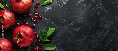 Table with ripe pomegranate...