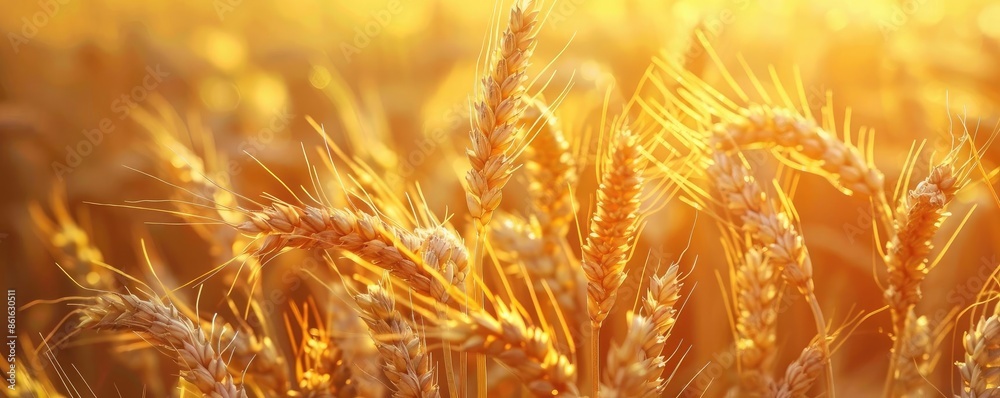 Golden wheat field in the evening sunlight capturing the beauty of nature and agriculture. Perfect for harvest and farming themes. Golden wheat field in the evening sunlight capturing the beauty of nature and agriculture. Perfect for harvest and farming themes.