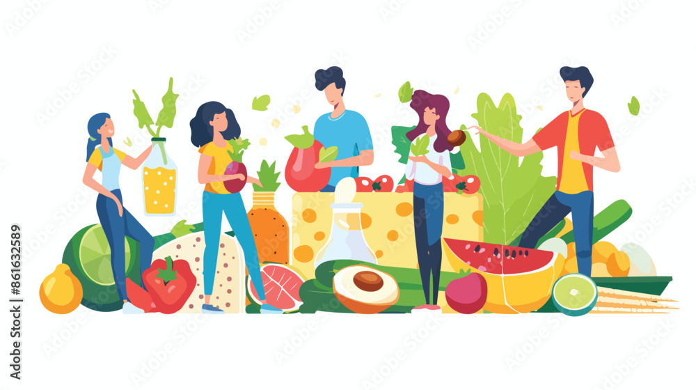 Fototapeta premium Organic Food Choice Vitamins in Products Landing Page