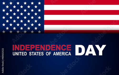 4th of July with United States flag, Independence Day Banner Vector illustration.
