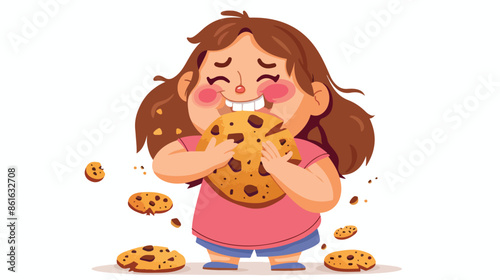 Overweight Child Girl Cheeks Full Clutching 