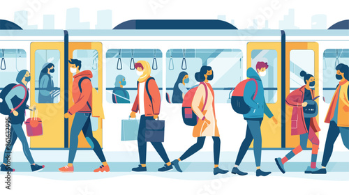 Passengers in Metro Landing Page Template. 