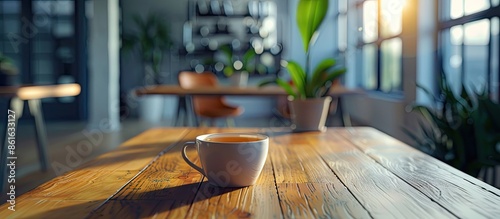 Office table with a cup of ...