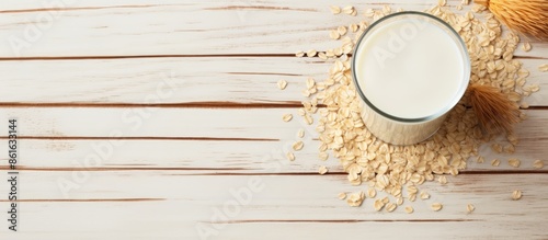 A glass of oat milk topped ...