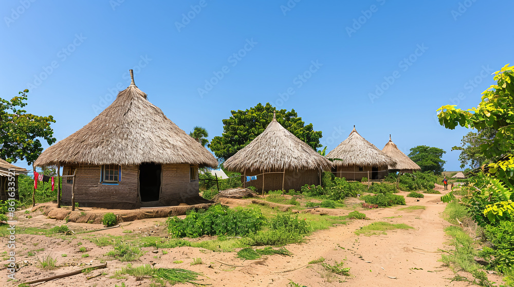 Traditional african houses (huts) in a village, dry weather, community mud architecture buildings Traditional african houses (huts) in a village, dry weather, community mud architecture buildings
