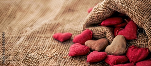 Sacks laid on a heart-patte...