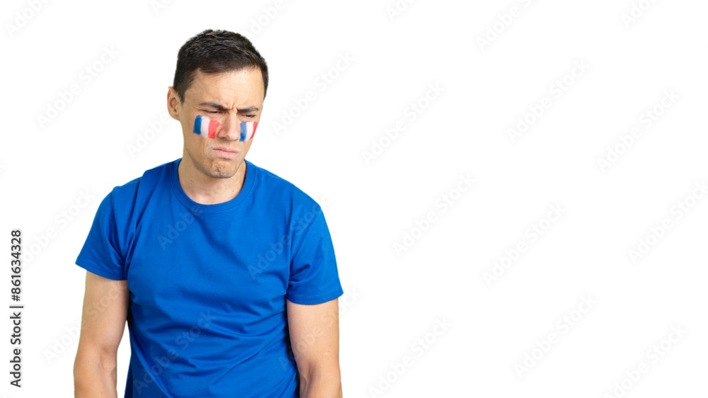 Fototapeta premium French supporter during an exciting march that is ultimately lost