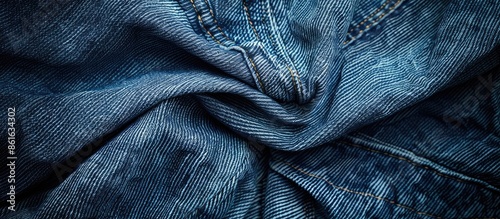 Close-up view of blue denim...