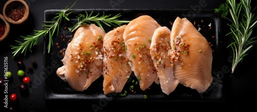 Top-down view of raw chicke...