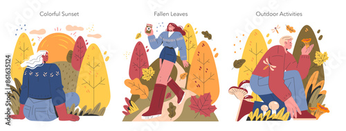 Welcome Fall. Flat Vector Illustration