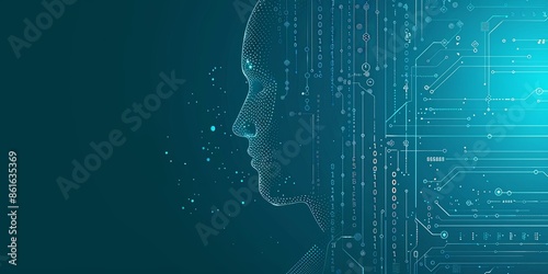 AI clash in futuristic vector illustration with blue background. Technology battle concept.