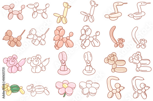 cute color balloon sculptures set 
