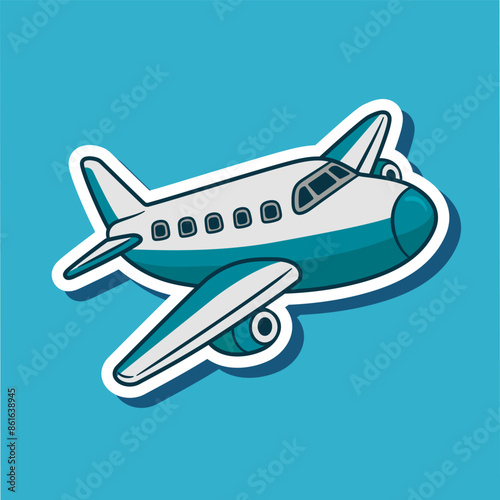 Plane illustration. Vector sticker. Comic art isolated