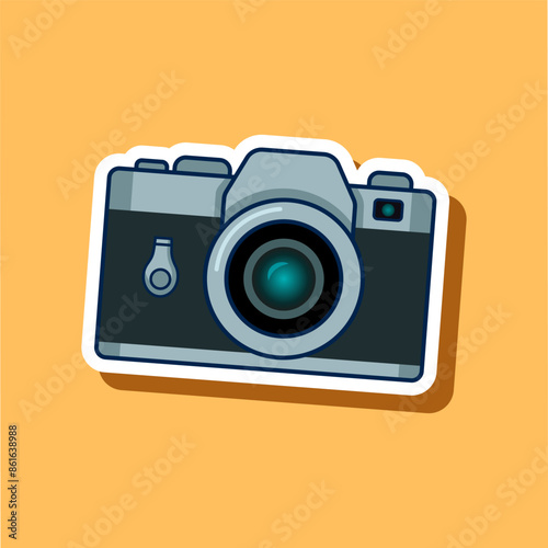 Photo camera illustration. Vector sticker