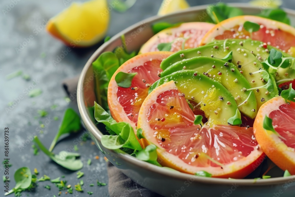 Avocado and grapefruit salad with citrus dressing Avocado and grapefruit salad with citrus dressing