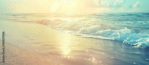 A blurry tropical beach wit...
