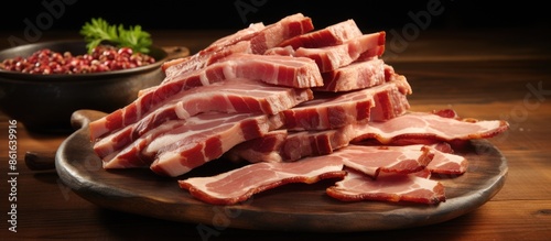 Fresh bacon slices, a delic...